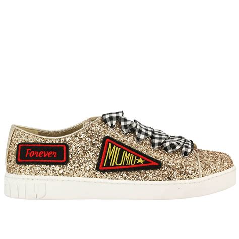 miu miu gold sneakers